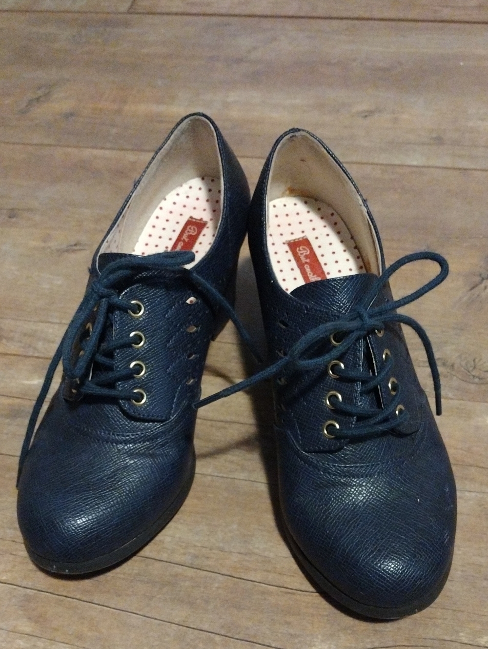 Classic Navy Lace-Up Women's Heels